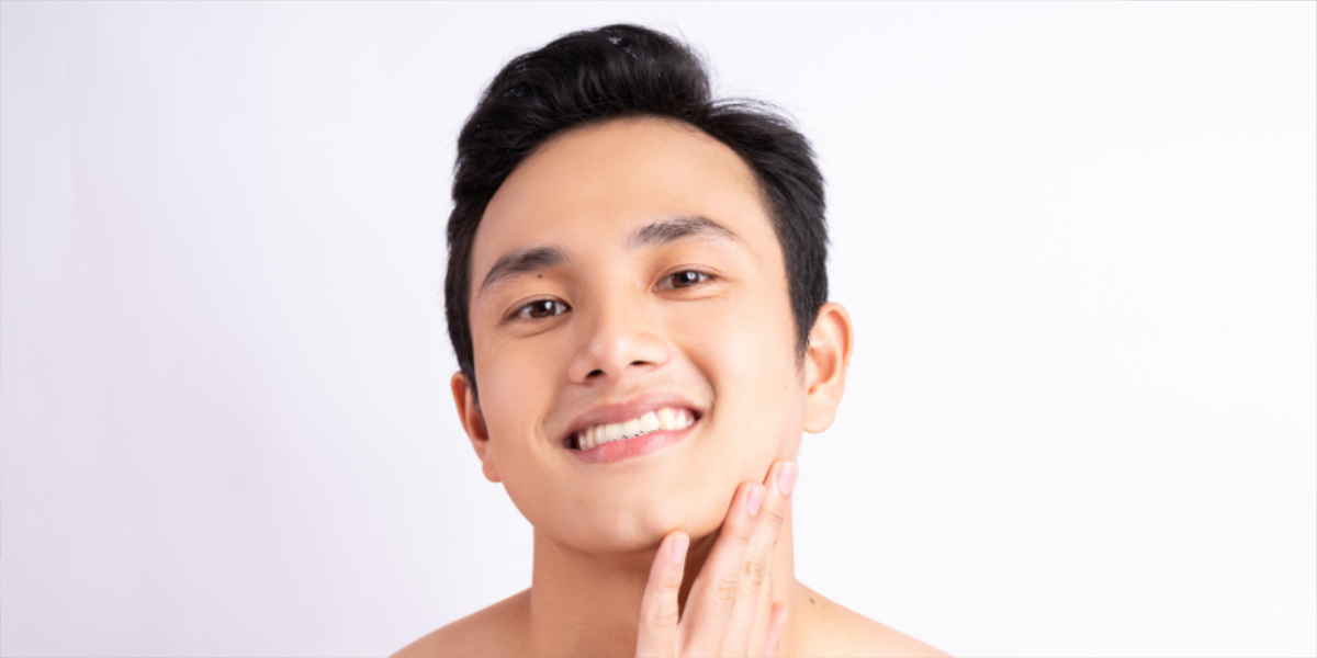 A man assessing his skin from Profhilo