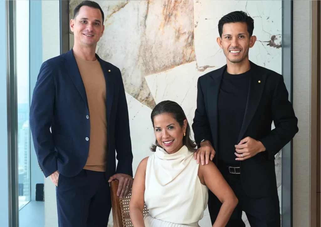 Clinique de Paris Executive Team with (from left) Ludovic Branellec, Nicole Sheker, and Dr Rafael Fortus