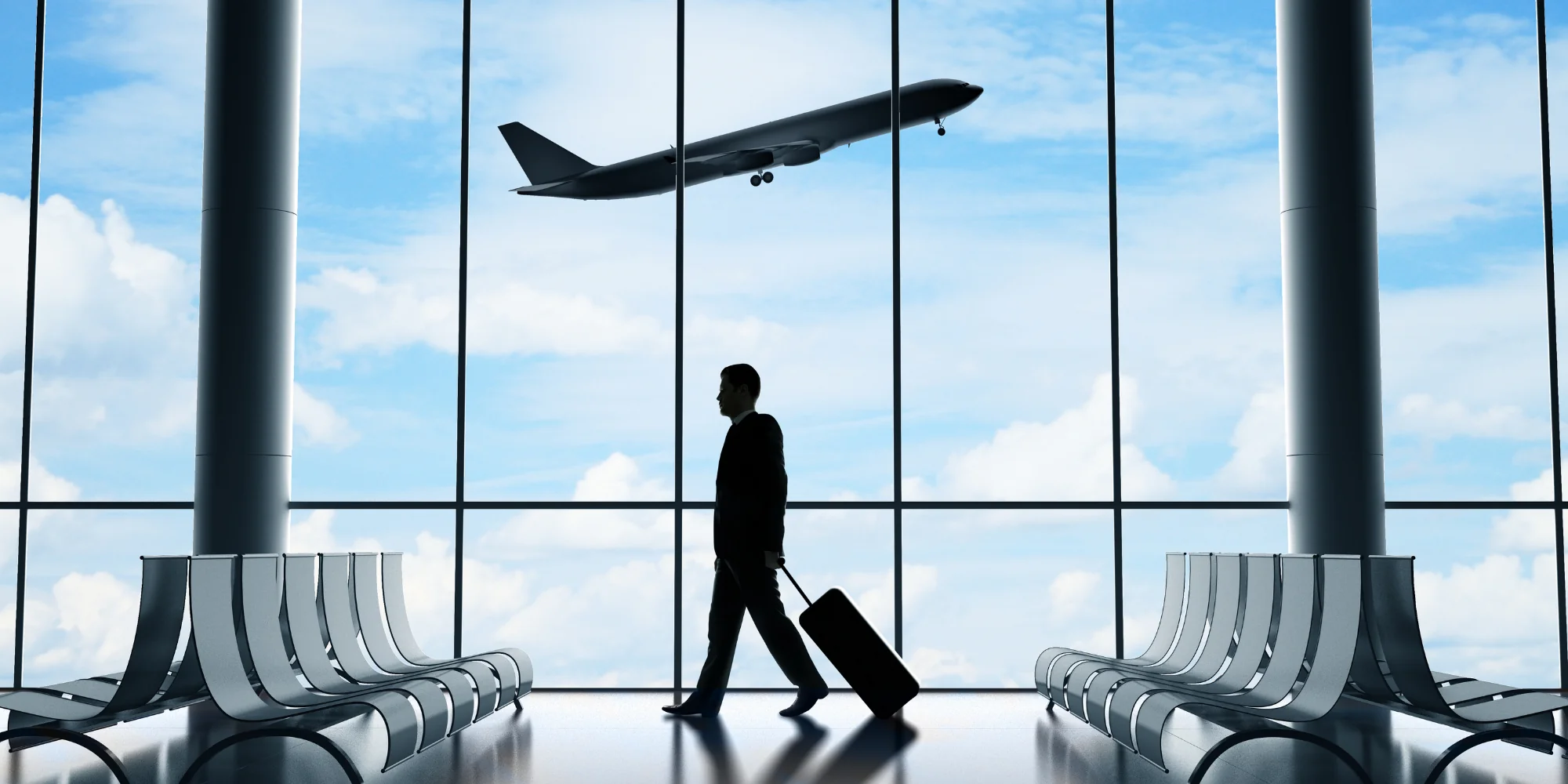 An international patient arrives at an airport in the Philippines for a DHI hair transplant procedure, carrying luggage and preparing for his medical tourism journey.