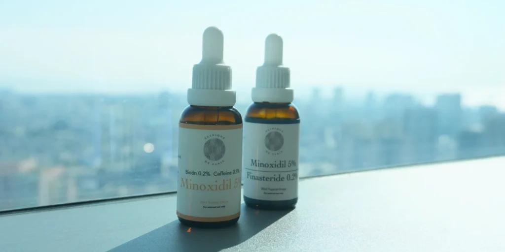 Clinique de Paris Finasteride and Minoxidil hair serums for hair loss treatment